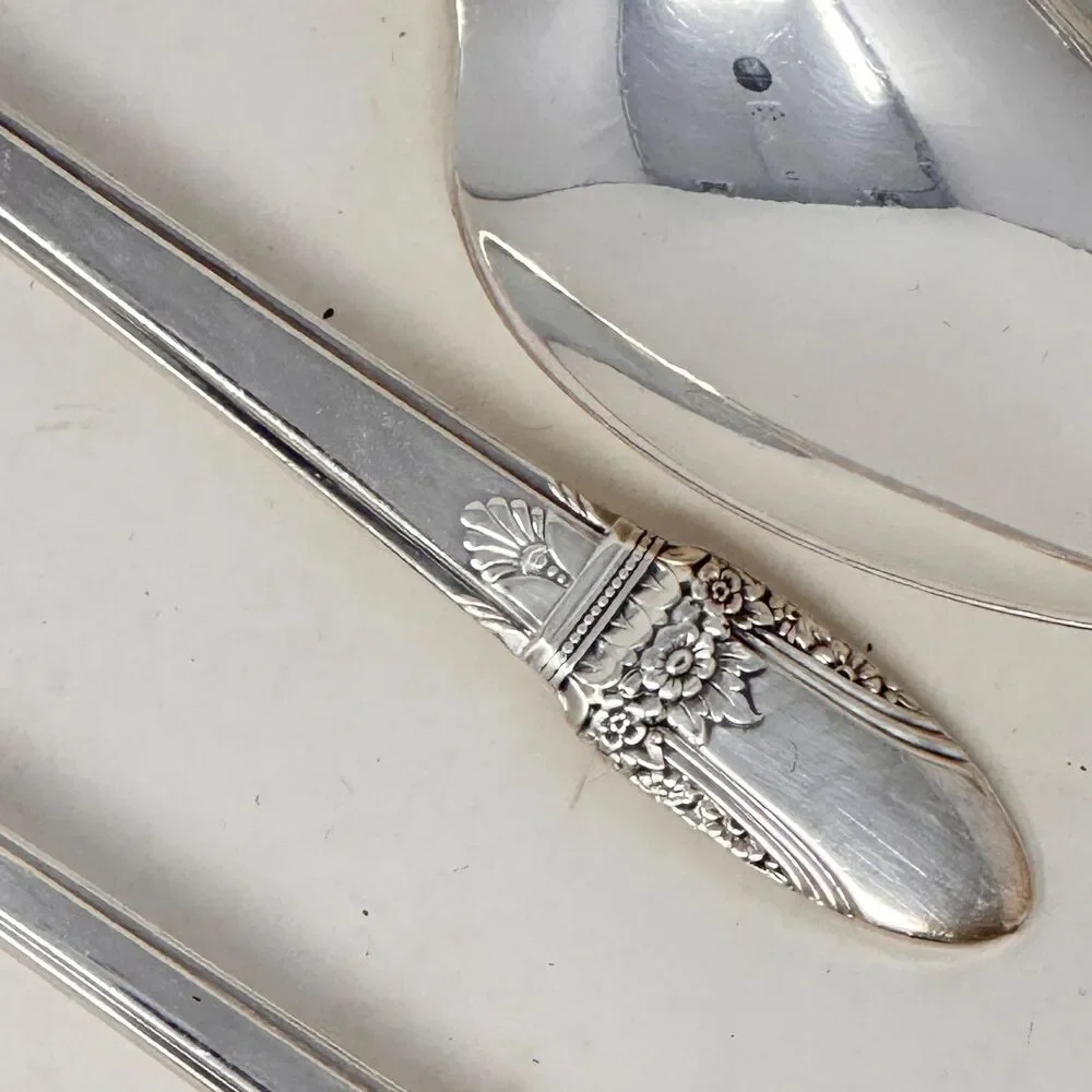 1847 Rogers Bros First Love Silverplate Tablespoons Lot of 6 Serving Spoons 1937